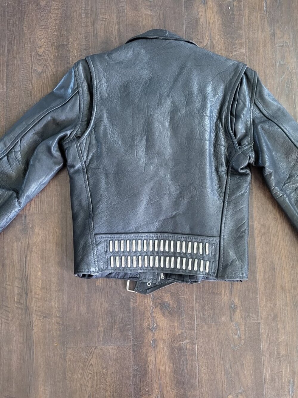 Vintage Prime Parts USA Heavy Leather Motorcycle Jacket Mens Size 36 Moto Guzzi - Picture 4 of 12
